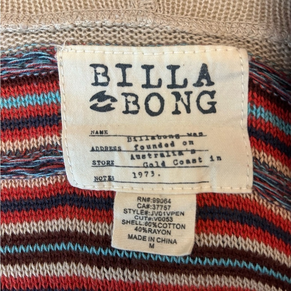 Women’s Billabong Multicolor Striped Open Cardigan Size M Western Cowgirl Boho - Picture 3 of 11